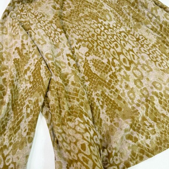 LOGO Lounge Cardigan Womens 3X Green Snakeskin Pockets Lori Goldstein Flowy - Picture 6 of 9